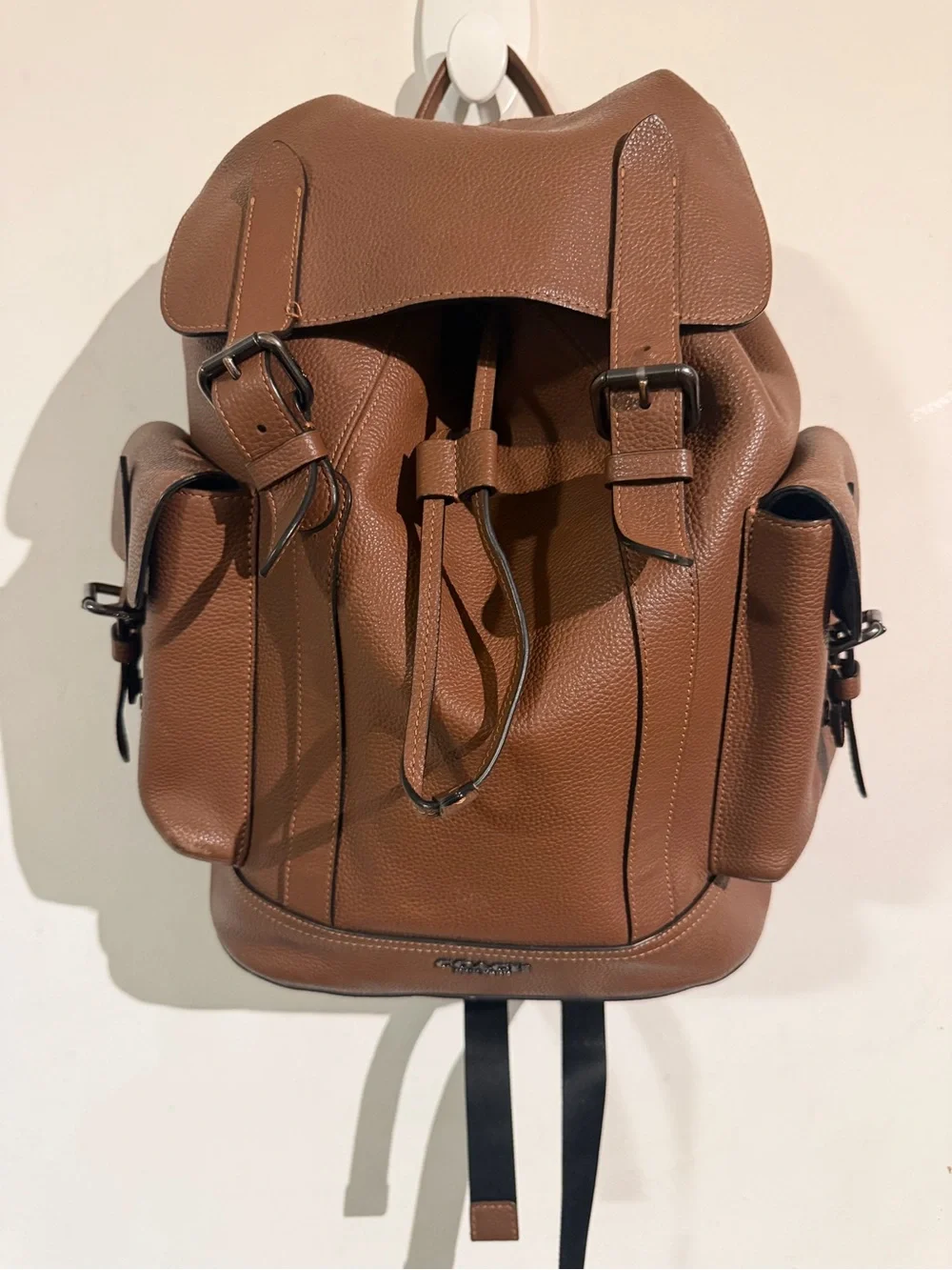 Coach Leather Drawstring Backpack - Brown